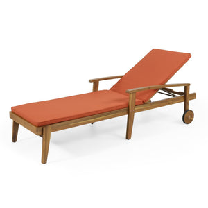 English Elm Jason Outdoor Acacia Wood Chaise Lounge with Adjustable Recline and Slat Design N769P363844O