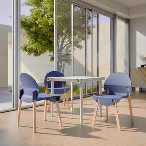 English Elm 4-Pack Grey Blue Chairs with Solid Red Oak Legs, Ergonomic PP Seats, 330lb Strength, Easy-Clean Finish W3450P322868