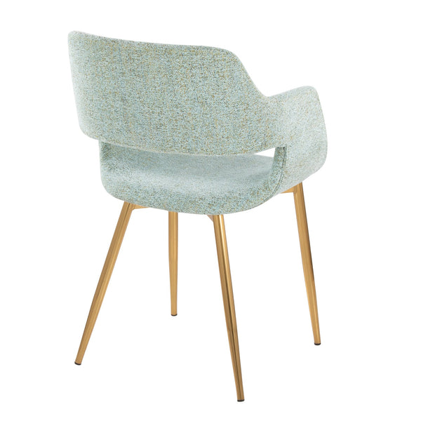 English Elm Margarite Contemporary Dining Chairs Set Of 2 - Light Green Fabric & Gold Metal For Elegant Style B202S01263