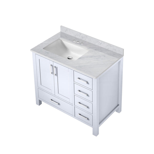 English Elm White Bath Vanity With Carrara Marble Top, Soft-Close Hardware & Ample Storage - 36" W X 22" D B2731P258808-GIGA