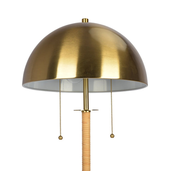 English Elm Allure Two Light Gold Brass Floor Lamp with Natural Rattan Accents for Living Rooms B183P231759