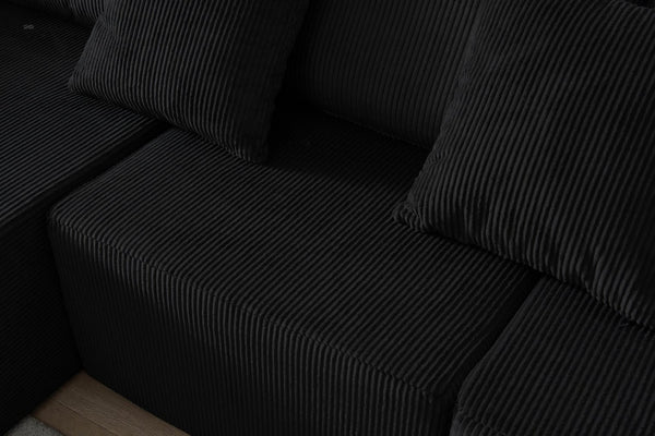 English Elm 108.3" Modular Cloud Sectional Corduroy Upholstered L Shape Sofa for Living Room Black W1097S00221