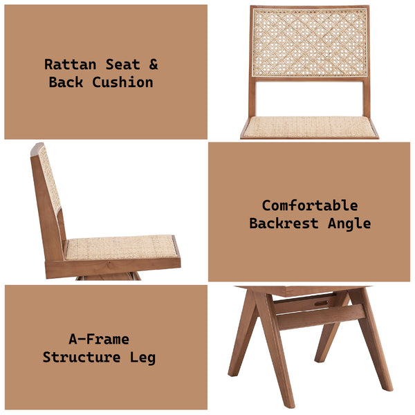 English Elm Valentina 6Pc Rattan Patio Dining Set in Natural Finish — Rectangular Table, 4 Chairs & Bench, Durable B2726S00432