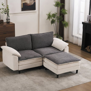 English Elm 70.87" Chenille Modular Cloud Sectional with Ottoman Deep Plush Seating for Living Rooms W5029S00001