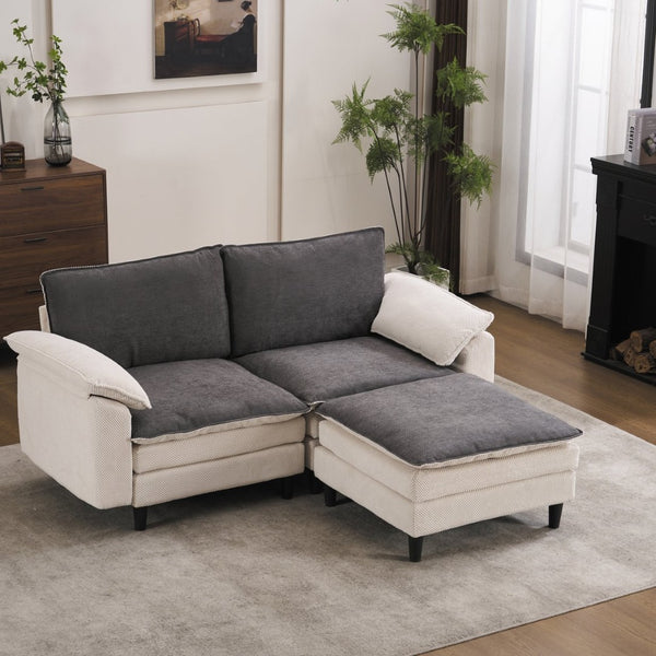 English Elm 70.87" Chenille Modular Cloud Sectional with Ottoman Deep Plush Seating for Living Rooms W5029S00001
