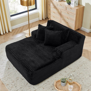 English Elm Single Frameless Velvet Lounge Chair Plush High Density Foam Accent Seat for Living Room Black W487P420020