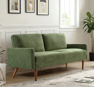 English Elm Velvet Kent 3-Seater Sofa with Plush Upholstery, European Modern-Vintage Design and Durable Build Green B2735P291965