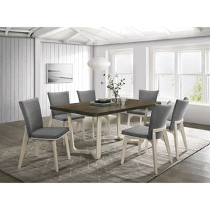 English Elm Sexton Two-tone Rectangular Dining Table Seats Six with Wood Grain Veneer Top B062P440324