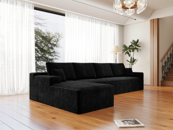 English Elm 131.9*68.9"Modular Sectional Sofa - Plush Corduroy Couch For Living Rooms & Apartments, No Assembly! W3819S00004