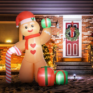 English Elm Outsunny 8Ft Inflatable Gingerbread Man – Giant Holiday Decoration With Led Lights For Yard Joy! W2225P249967-GIGA