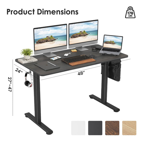 English Elm Stary Electric Adjustable Standing Desk With Walnut Splice Board For Ergonomic Home Office Setup T3623P339391-GIGA