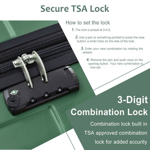 English Elm Hardshell Abs Checked Suitcase with 360 Spinner Wheels Expandable Tsa Lock 28 Inch Green N730P296747F