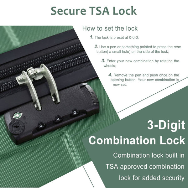 English Elm Hardshell Abs Checked Suitcase with 360 Spinner Wheels Expandable Tsa Lock 28 Inch Green N730P296747F