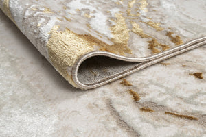 English Elm "Adina" Luxury Area Rug - Elegant Beige & Gold Abstract Design For Versatile Home Décor & Durability B030P216154