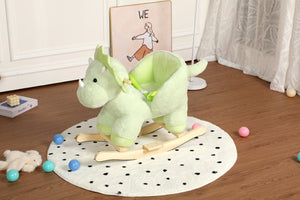 English Elm Kids Plush Dinosaur Rocking Toy with Safety Belt Lullaby Sounds and Hand Puppets W3723P374145