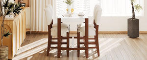 English Elm 5-Piece Faux Marble Counter Height Dining Set — 4 Upholstered Stools, Space-Saving Mid-Century Modern for Kitchen N752S011086A