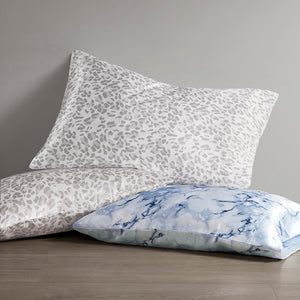 JLA Home Madison Park Essentials - Sheet Satin Leopard Print Luxury Sheet Set — Silky, Wrinkle-Resistant, Hair & Skin Friendly Bedding Gray Leopard MPE20-999