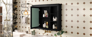 English Elm 35'' Modern Wall-Mounted Medicine Cabinet With Mirror, 6 Shelves & Towels Rod For Effortless Storage N710P236930B