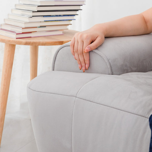 English Elm 86.6″ Modern Large Two-Seat Sofa with High Seat Height, Plush Suede Upholstery, Sleek Lofty Design Light Gray W1767S00003