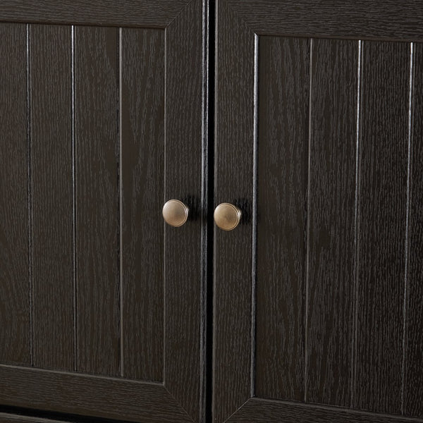 English Elm 72.4" Tall Storage Cabinet with 8 Doors and 4 Shelves, Elegant Oak Finish Freestanding Organizer for Entryway Black W1758P300141