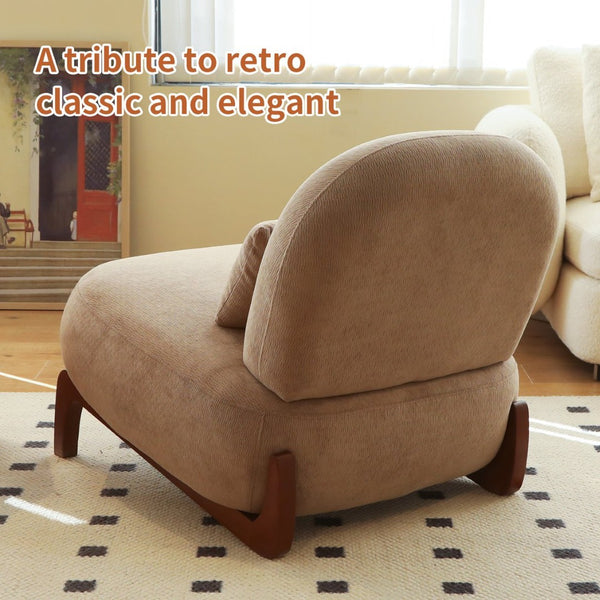 English Elm Cute Barrel Velvet Accent Chair Armless Solid Wood Legs Cozy Reading Nook Seat Camel W2105P412976