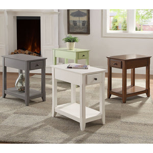 English Elm Grey Accent Table with Bottom Shelf, Tapered Wood Legs, Open Storage, Versatile Walnut/Green/White Finish choices B062P209060