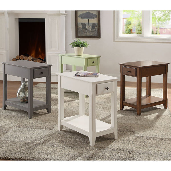 English Elm Grey Accent Table with Bottom Shelf, Tapered Wood Legs, Open Storage, Versatile Walnut/Green/White Finish choices B062P209060