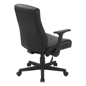 OSP Home Furnishings Mid Back Faux Leather Manager Chair with Lumbar Support and Pneumatic Height Adjust Black FL91201-U6