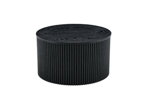 English Elm 2-piece Nesting Round Tables Roman Column Base with Storage Black Wood Grain Living Room W3875P396796