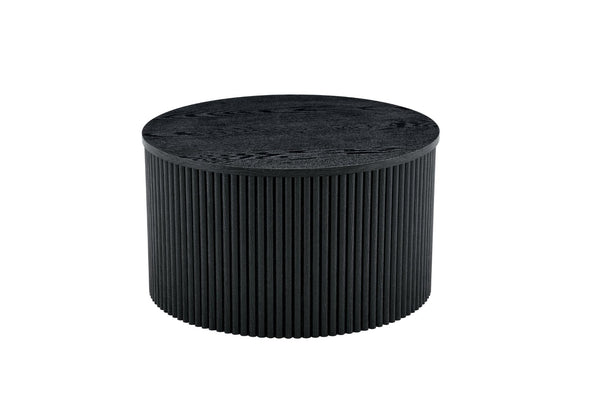 English Elm 2-piece Nesting Round Tables Roman Column Base with Storage Black Wood Grain Living Room W3875P396796