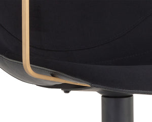 Sunpan Cassius Swivel Dining Armchair - Modern Elegance with Brushed Gold Accents and Stylish Comfort Abbington Black / Bravo Black