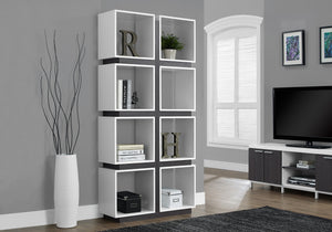 English Elm Bookshelf, 5-Tier 71" Modern Etagere with 8 Cube Shelves, Two-Tone White & Cedar Grey Room Divider B2710P219604