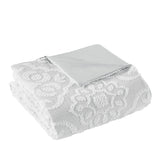 Madison Park Everly Shabby Chic 3 Piece Tufted Woven Medallion Duvet Cover Set MP12-8305 Grey/White