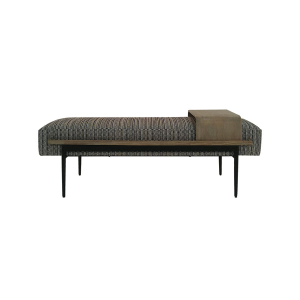 JLA Home Chapel Hill - Cocktail Mid-Century Rectangular Ottoman with Removable Sliding Tray, Durable Upholstery & Metal Legs CH101-0032