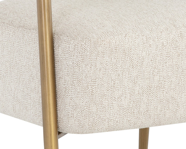 Sunpan Maestro Lounge Chair - Contemporary Curved Design with Antique Brass Legs for Luxurious Comfort Dove Cream