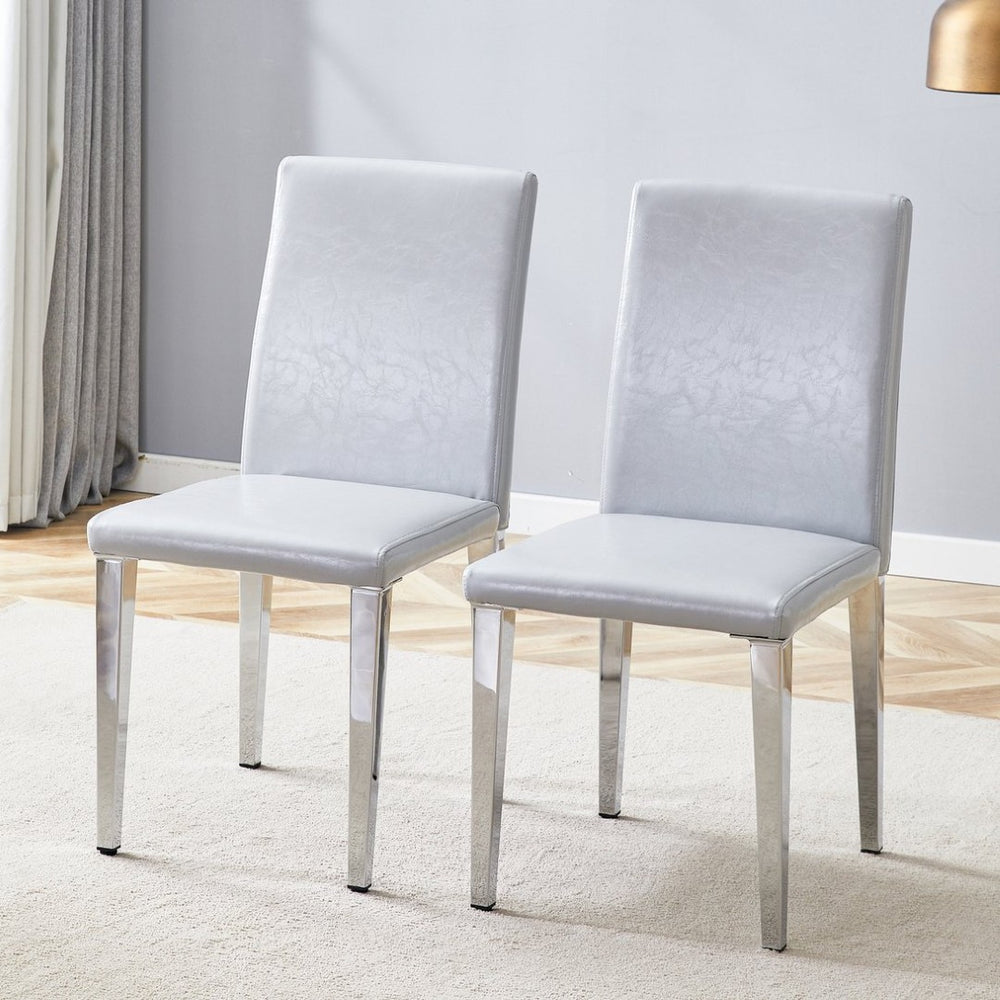 English Elm Four Pu Leather Dining Chairs with Metal Legs Modern Minimalist Set for Stylish Homes W1151P383507