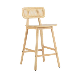 English Elm Christopher Knight Home® - Bari Curved Solid Wood Barstool with Woven Rattan Backrest, Ergonomic Comfort and Timeless Finish Natural N775P264463N