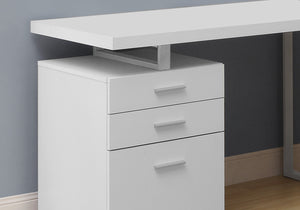 English Elm Computer Desk Reversible 48" Home Office Workstation with File Drawer, Closed Storage, Modern Look White 52 L x 27 W x 7 H B2710P219587