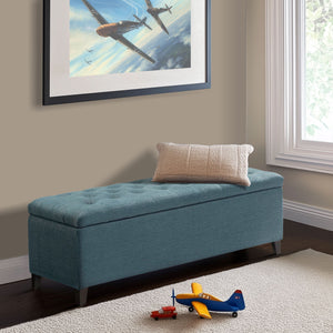 JLA Home Madison Park - Tufted Upholstered Storage Bench with Button-Tufted Padded Lid, Solid Wood Legs & Quiet Spring Hinges FUR105-0041