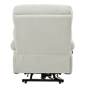 English Elm Oversized Power Lift Recliner Chair with Remote Control, Spacious Fabric Seat and Side Pocket for Comfort and Support Light Gray W1028P261273