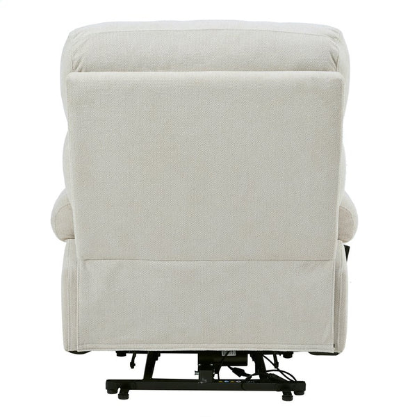 English Elm Oversized Power Lift Recliner Chair with Remote Control, Spacious Fabric Seat and Side Pocket for Comfort and Support Light Gray W1028P261273