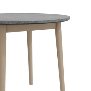 English Elm Studio Round Cement Gray Dining Table with Whitewashed Solid Wood Legs for Small Spaces B127P495089