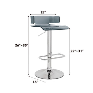 English Elm Rania Gray Acrylic Swivel Bar Stool Adjustable Height 22–31" Low Back Metal Chrome Base, 220lb Capacity B2726P287361