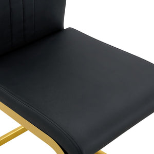 English Elm Modern Cantilever Gold Frame Pu Leather Dining Chairs Glam Set of Four W3875P372953