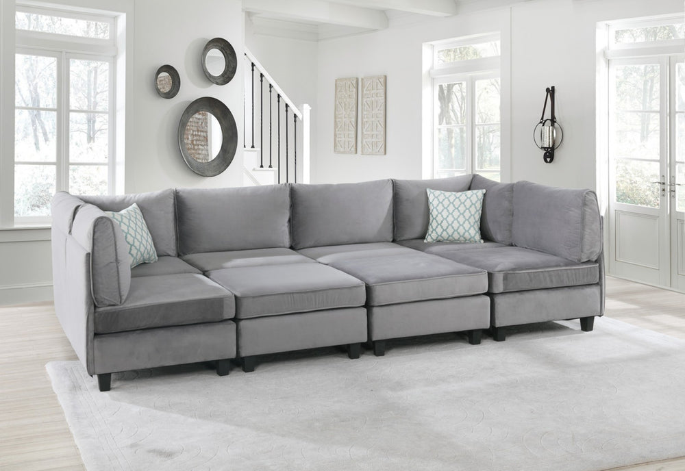 English Elm Siena Eight Piece Modular U Shaped Sectional with Velvet Upholstery for Large Living Rooms B2749S00066