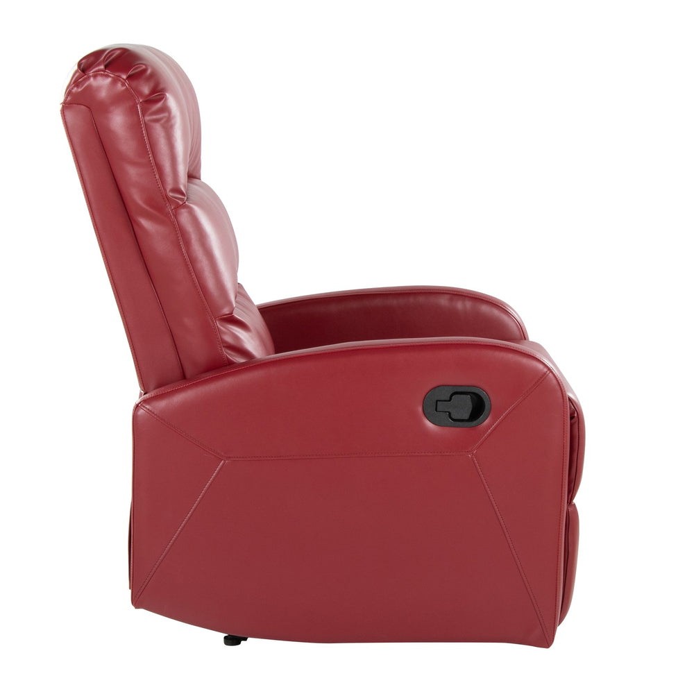 English Elm Dormi Red Faux Leather Contemporary Recliner by LumiSource — Tufted Foam Seat, Manual Recline Comfort B202P223699
