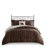 Woolrich Alton Lodge/Cabin Plush to Sherpa Down Alternative Comforter Set WR10-2885 Brown/Ivory