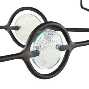 Privateer Modern Bronze Chandelier with Recycled Glass, Adjustable Height, Elegant Blacksmith Finish