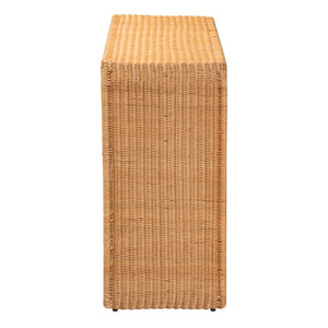 English Elm Bohemian Grasscloth Wrapped Hourglass Side Table with Sculptural Hexagonal Top B2750P467830