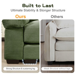 English Elm 92" Oversized Modular L-Shape Sectional Couch - Soft Corduroy, Deep Seats, Ergonomic Design & Pillows W714S01330